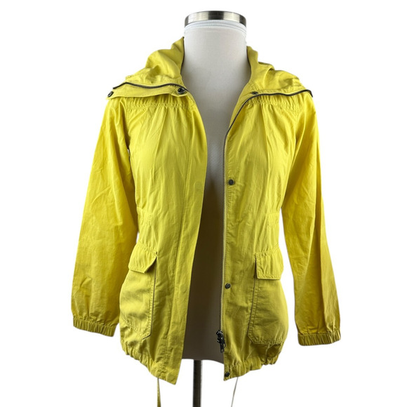 Eileen Fisher Anorak Windbreaker High Collar Jacket Yellow Womens Size PP Petite - Picture 4 of 16